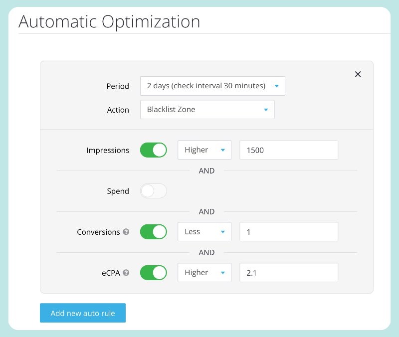 Automatic Optimization settings